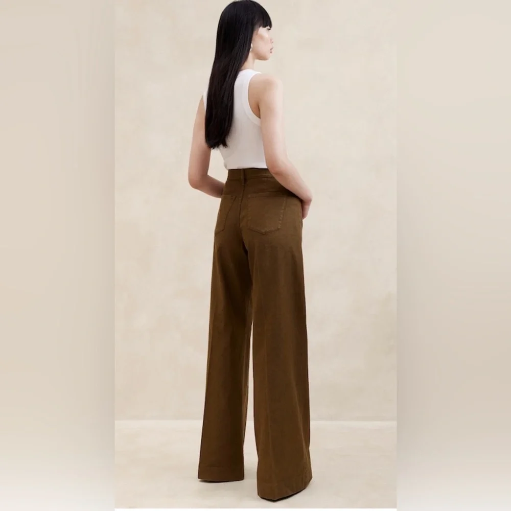 BANANA REPUBLIC ITALIAN LINEN-COTTON WIDE LEG JEAN - Picture 4 of 8